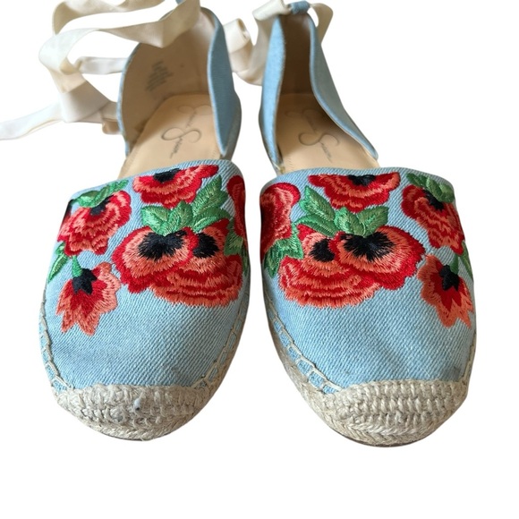Jessica Simpson Fippo Floral Embroidered Denim Espadrilles Size 10 M EUC - Picture 7 of 16